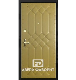 недорогая входная дверь с отделкой кожзаменитель бежевого оттенка